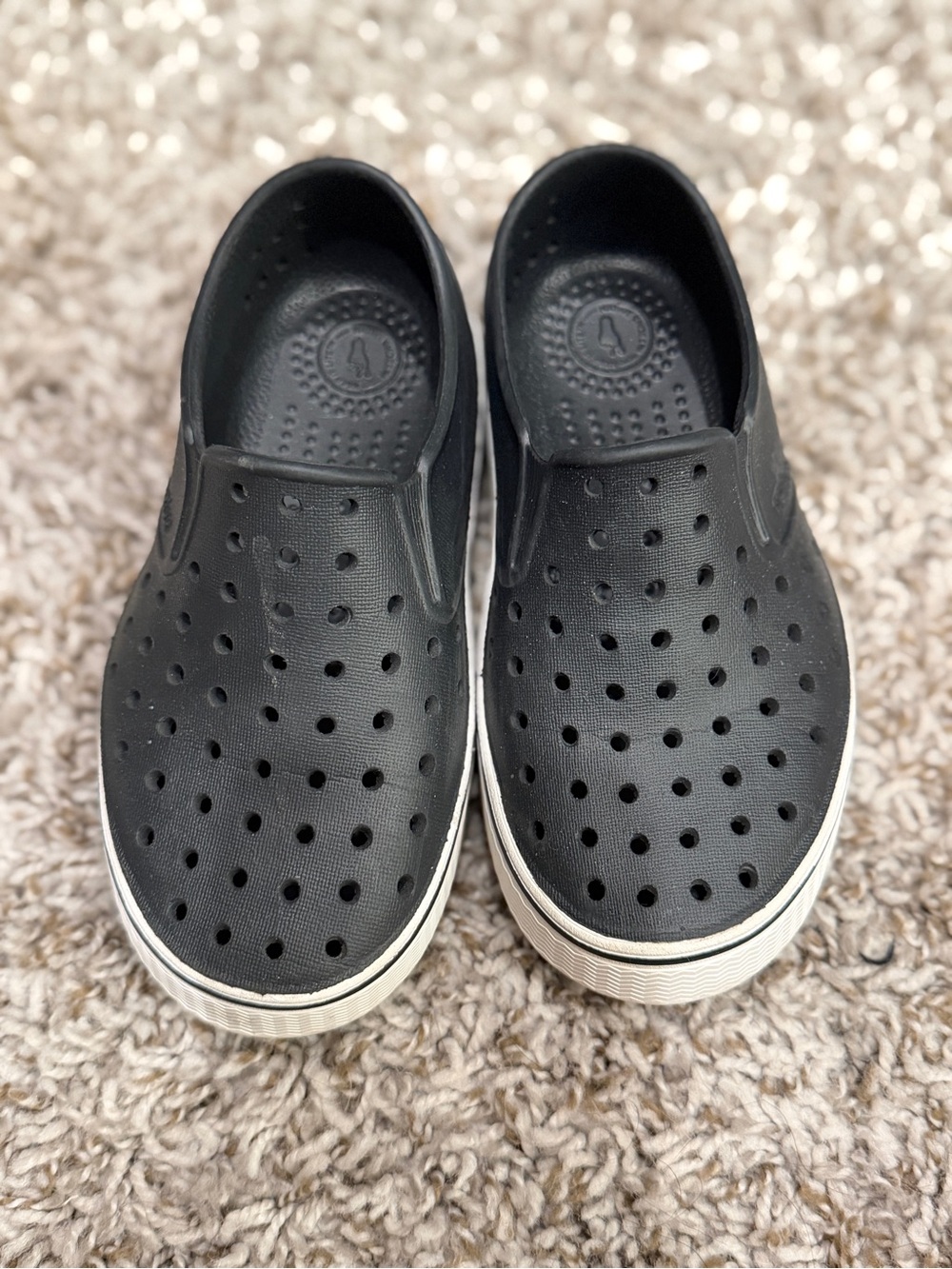 Native Kids Black Perforated Slip-On Water Shoes